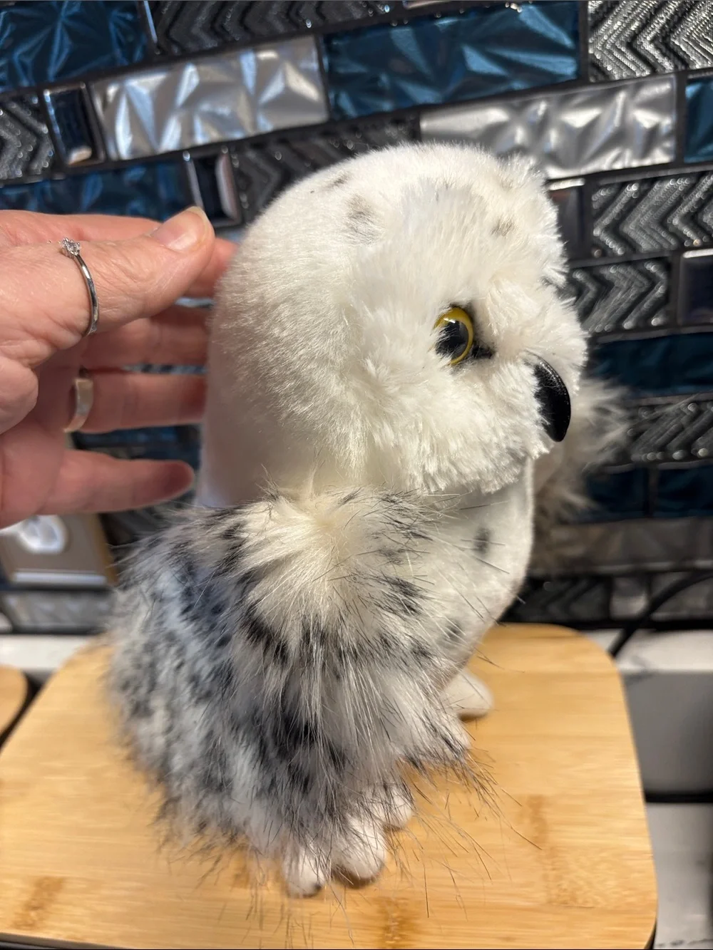 Plush Snowy Owl Stuffed Animal - White and Gray